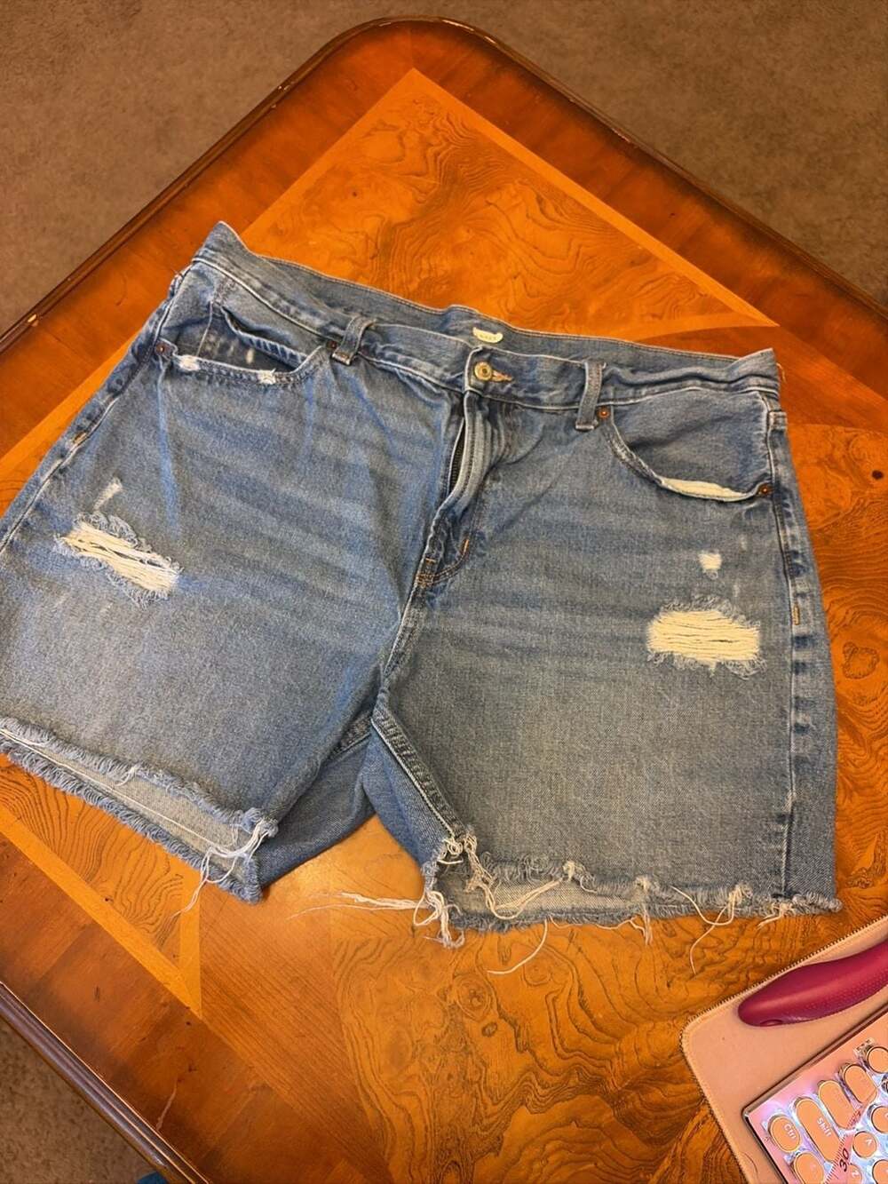Old Navy Denim Shorts Size 16 Blue Distressed Raw Hem Jean